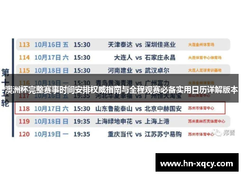 澳洲杯完整赛事时间安排权威指南与全程观赛必备实用日历详解版本 澳洲杯完整赛事时间安排权威指南与全程观赛必备实用日历详解版本